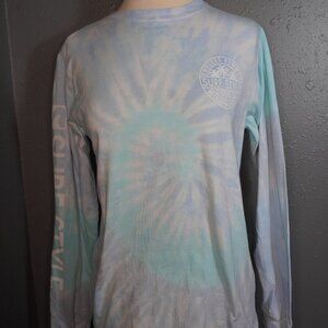 Surf Style Unisex Blue MultiColored Tie Dye Long Sleeve Cotton Shirt Size Small